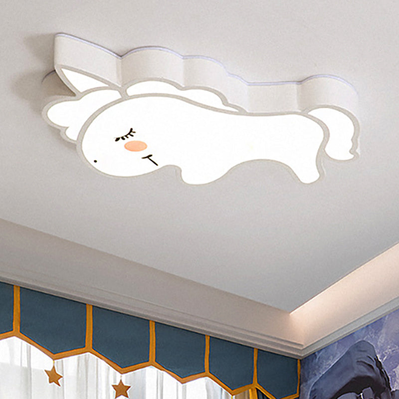 Cartoon LED Flush Mount Ceiling Light for Kindergarten with White Acrylic Fixture