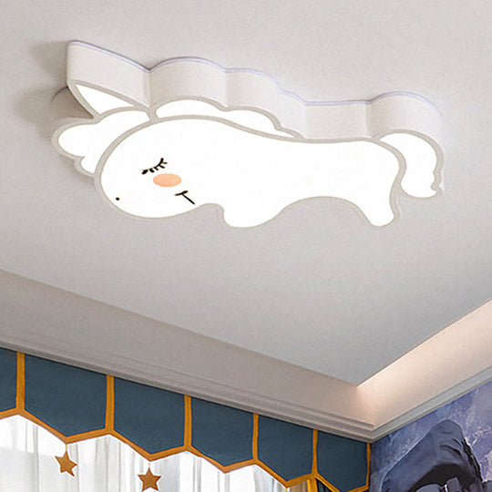 Cartoon LED Flush Mount Ceiling Light for Kindergarten with White Acrylic Fixture
