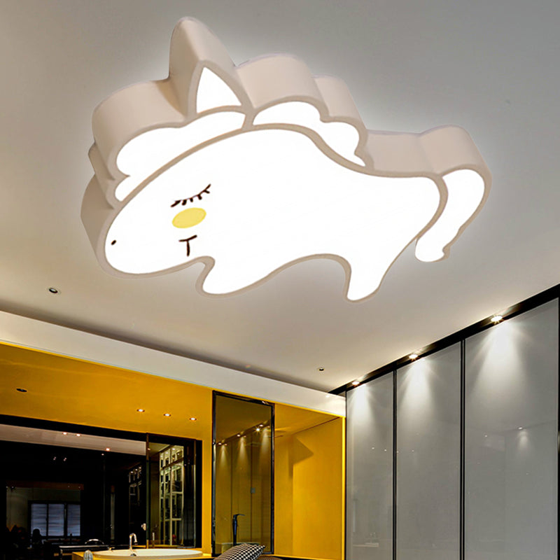 Cartoon LED Flush Mount Ceiling Light for Kindergarten with White Acrylic Fixture