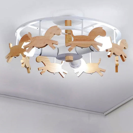 Nordic Style Merry-go-round Ceiling Light - 3-Light Metal Flush Lamp for Living Room