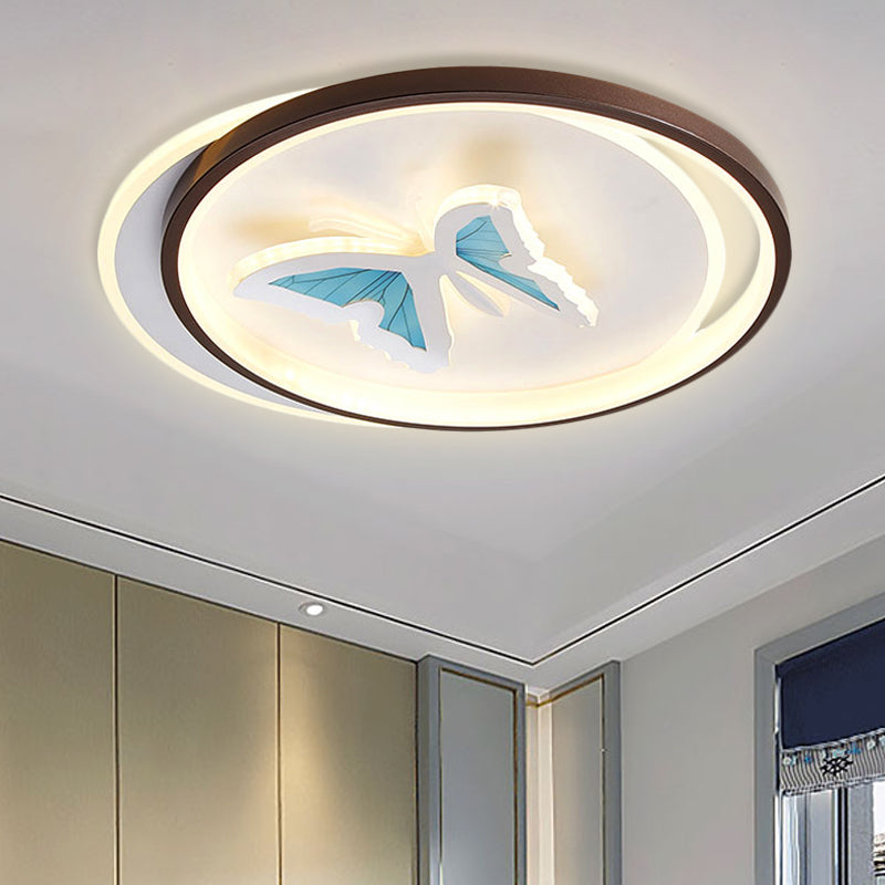 Blue Acrylic Butterfly Ceiling Lamp - Modern Contemporary Flush Mount Light