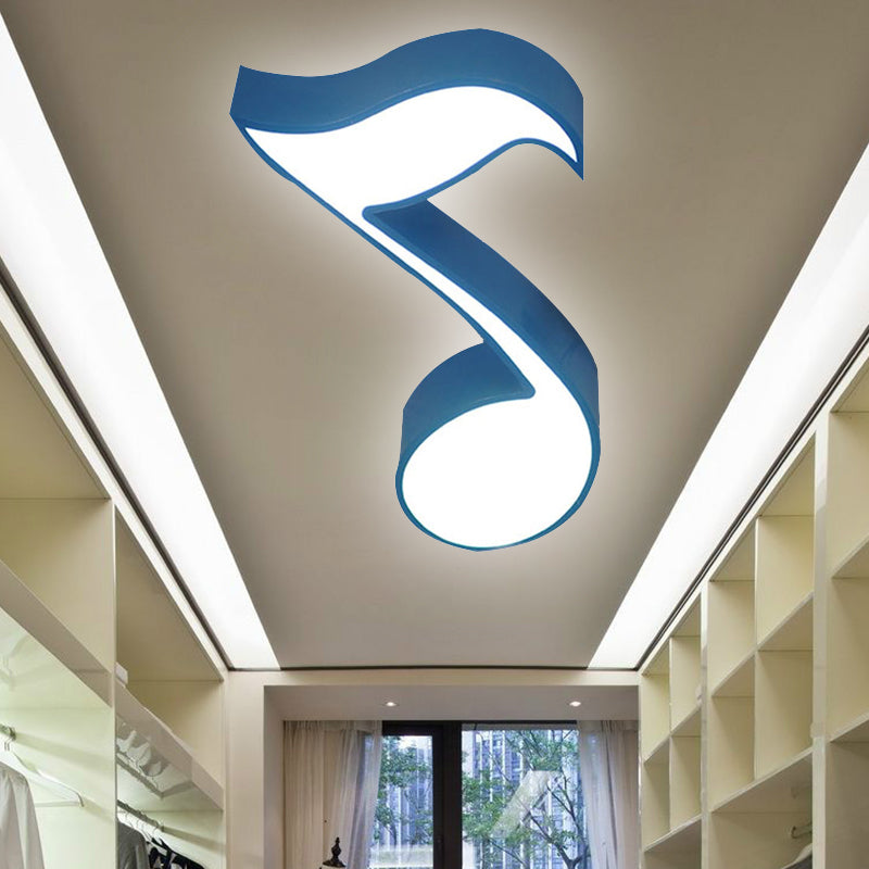 Modern Musical Note Flush Ceiling Light for Bedroom - Acrylic Ceiling Lamp