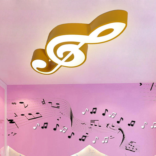 Modern Musical Note Flush Ceiling Light for Bedroom - Acrylic Ceiling Lamp