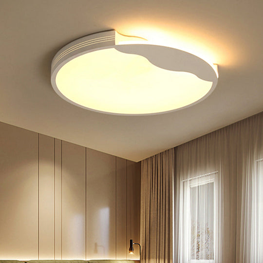 Modern White Led Flush Mount Ceiling Light Fixture With Acrylic Shade Warm/White Lighting 16/19.5