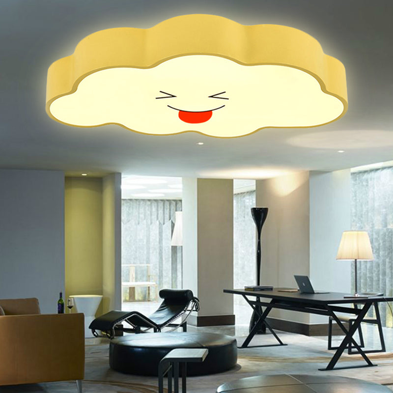 Child-Friendly Yellow Cloud Flush Mount Ceiling Lamp for Kindergarten