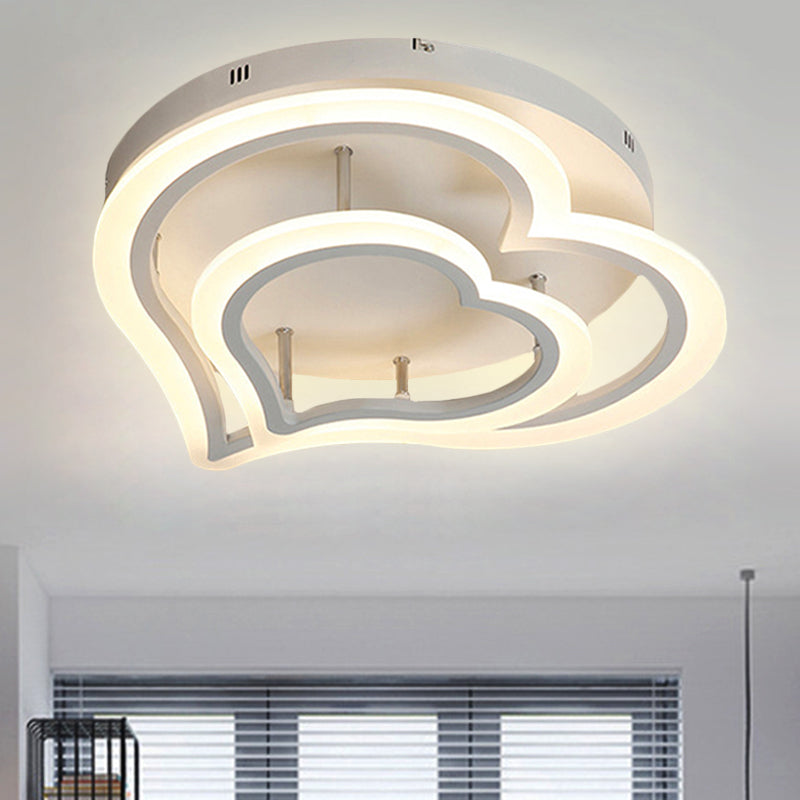 Romantic Heart Ceiling Light in Acrylic White Finish - Ideal for Child Bedroom