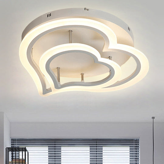 Romantic Heart Ceiling Light In Acrylic White Finish - Ideal For Child Bedroom / 19.5 Warm