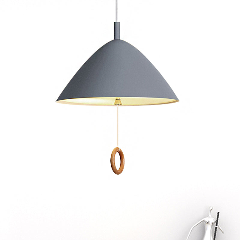 Conical Pendant Lamp: Minimalistic Metal And Macaron Design For Living Room