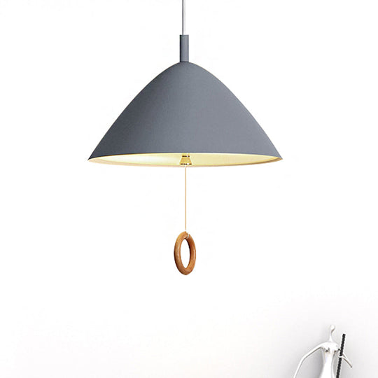 Conical Pendant Lamp: Minimalistic Metal And Macaron Design For Living Room