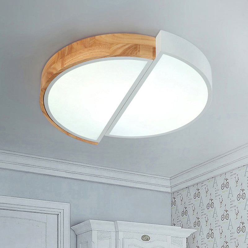 Macaron Loft Led Flush Mount Ceiling Light - Half Circle Restaurant Lamp In Green/Pink/White