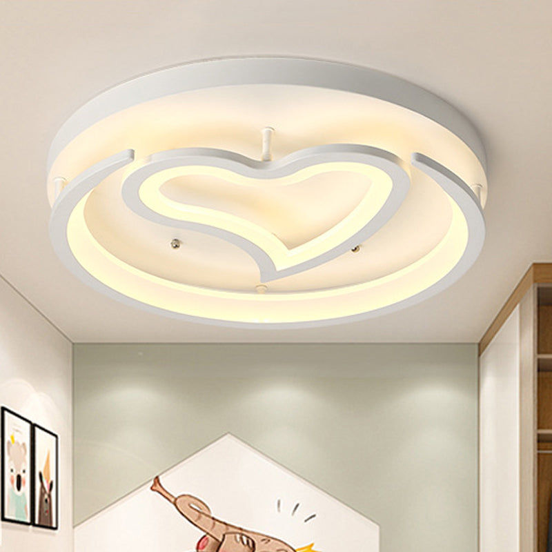 Heart Acrylic Modern Round Ceiling Light for Bedroom Flush Mount