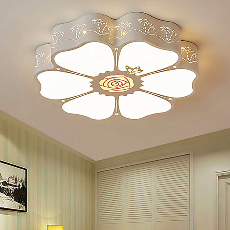 White Etched Petal Metal Ceiling Light For Kids Bedroom Or Bathroom / B