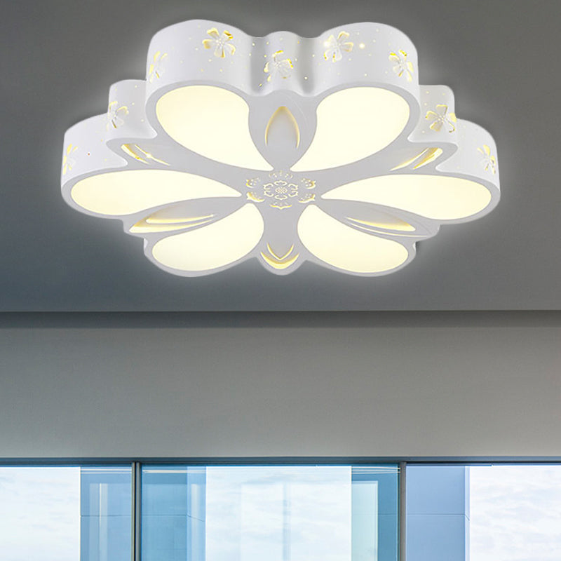 White Etched Petal Metal Ceiling Light for Kids' Bedroom or Bathroom