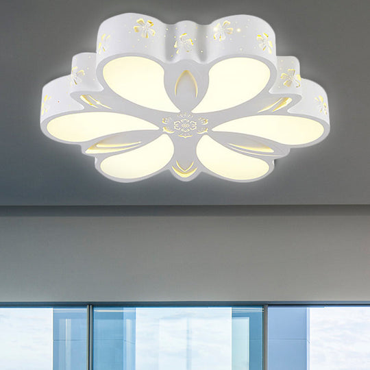 White Etched Petal Metal Ceiling Light for Kids' Bedroom or Bathroom