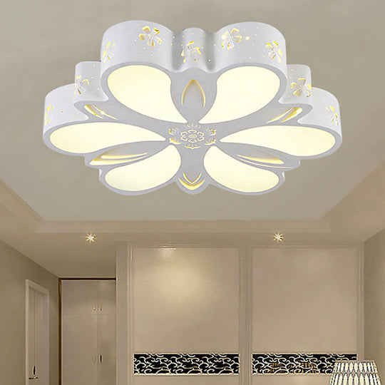 White Etched Petal Metal Ceiling Light For Kids Bedroom Or Bathroom