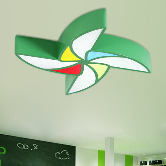 Modern LED Flush Mount Ceiling Light for Child's Bedroom - Toy Windmill Design