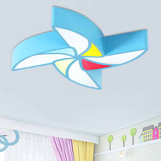 Modern LED Flush Mount Ceiling Light for Child's Bedroom - Toy Windmill Design