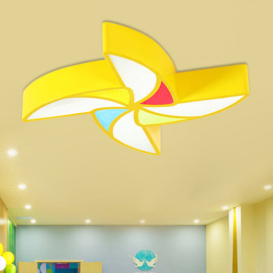 Modern LED Flush Mount Ceiling Light for Child's Bedroom - Toy Windmill Design