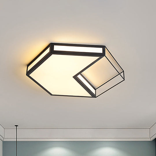 Plafonnier LED moderne à encastrer avec design hexagonal/carré – Noir/gris, troisième vitesse