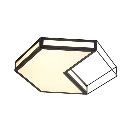 Plafonnier LED moderne à encastrer avec design hexagonal/carré – Noir/gris, troisième vitesse
