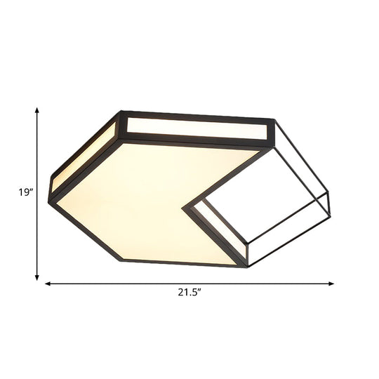 Plafonnier LED moderne à encastrer avec design hexagonal/carré – Noir/gris, troisième vitesse