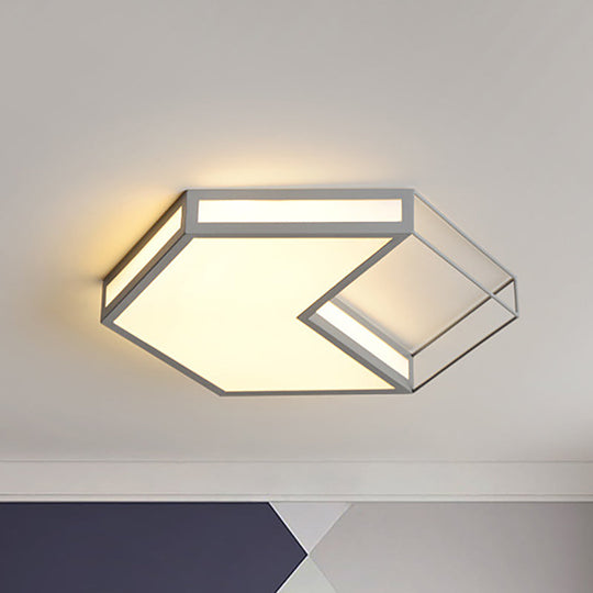 Plafonnier LED moderne à encastrer avec design hexagonal/carré – Noir/gris, troisième vitesse