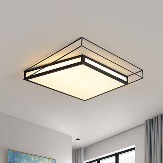 Plafonnier LED moderne à encastrer avec design hexagonal/carré – Noir/gris, troisième vitesse