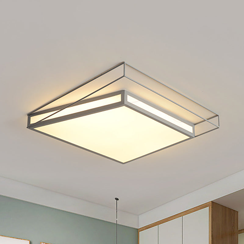 Modern Led Flush Mount Ceiling Light With Hexagon/Square Design Black/Grey Third Gear Grey / Square