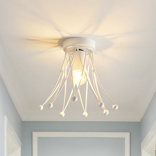 Plafonnier moderne à 1 lampe en forme de couronne métallique pour enfants | Noir/doré/blanc