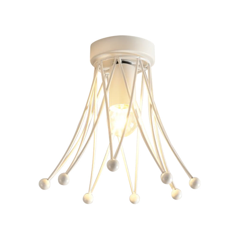 Plafonnier moderne à 1 lampe en forme de couronne métallique pour enfants | Noir/doré/blanc