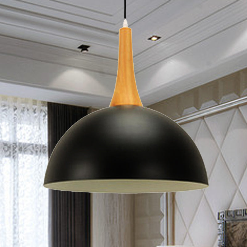 Modern Metal Hanging Lamp: Stylish 1-Light Dome in Black/White - Perfect for Meeting Rooms and Markets