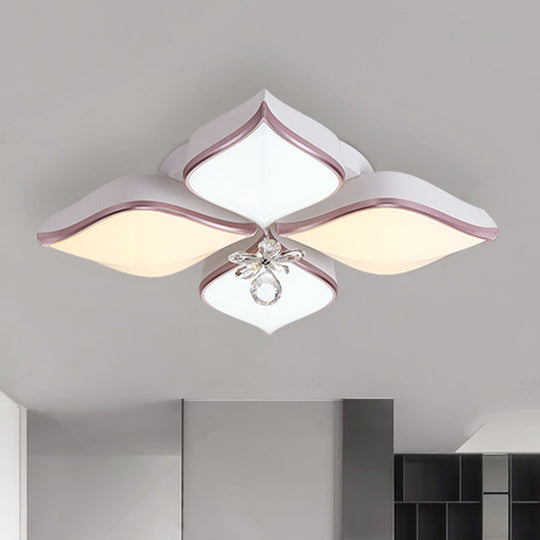 Modern 24.5"/25.5" Flush Mount LED Light with Clear Crystal Accent in Warm/White Light, Petal Design