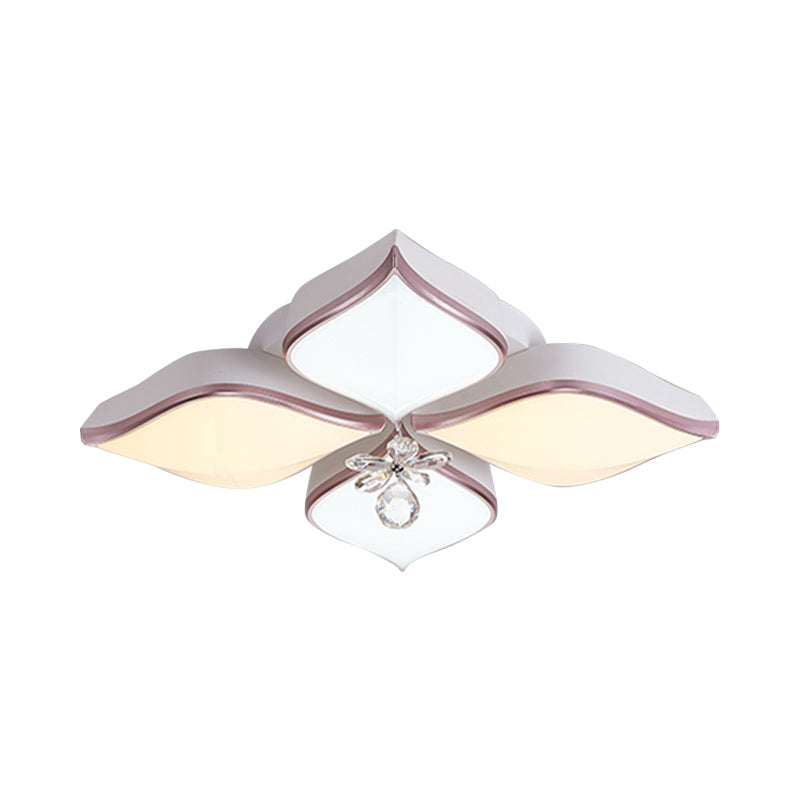 Modern 24.5"/25.5" Flush Mount LED Light with Clear Crystal Accent in Warm/White Light, Petal Design