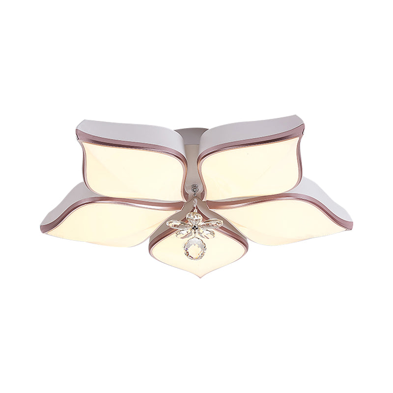 Modern 24.5"/25.5" Flush Mount LED Light with Clear Crystal Accent in Warm/White Light, Petal Design