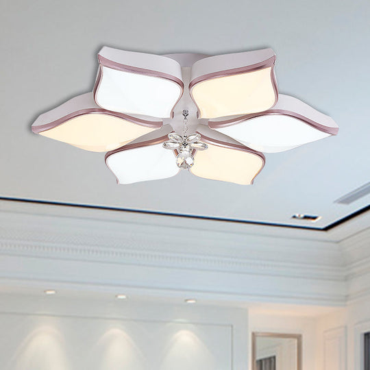 Modern 24.5"/25.5" Flush Mount LED Light with Clear Crystal Accent in Warm/White Light, Petal Design