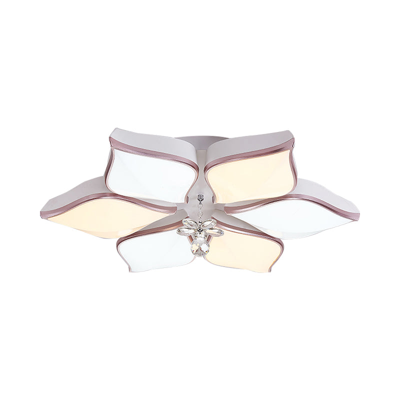 Modern 24.5"/25.5" Flush Mount LED Light with Clear Crystal Accent in Warm/White Light, Petal Design