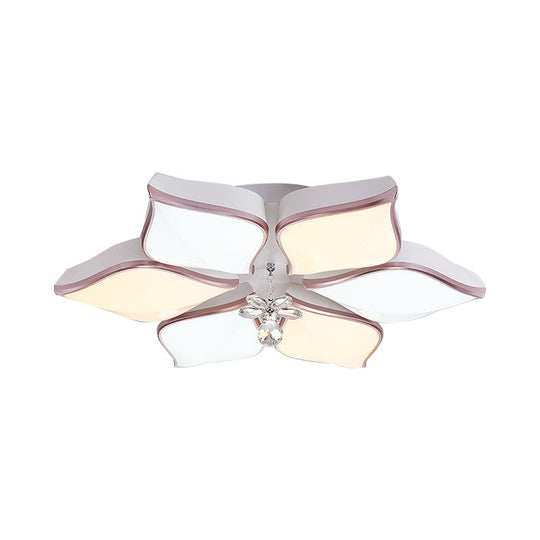 Modern 24.5"/25.5" Flush Mount LED Light with Clear Crystal Accent in Warm/White Light, Petal Design
