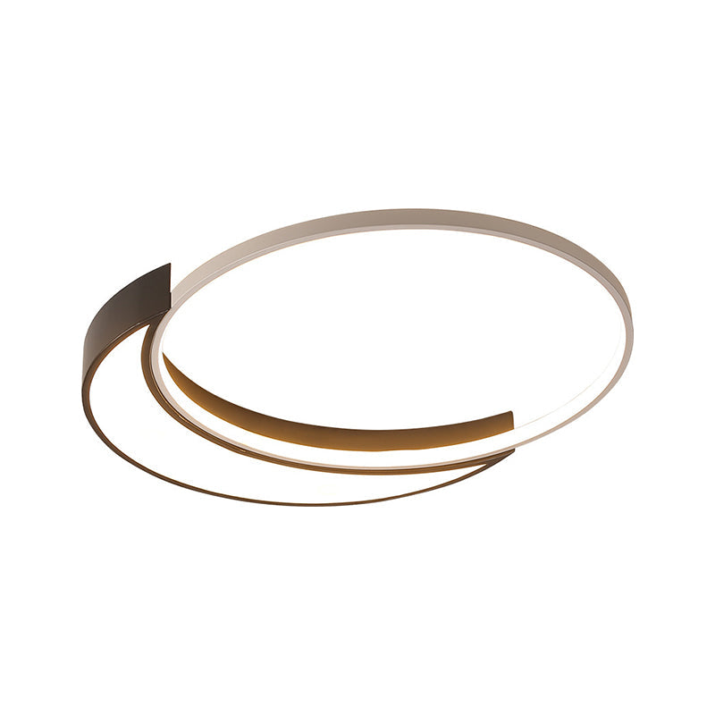 Modern Black and White Metal Shade Ceiling Flush Light - Warm/White LED, 19.5"/27" Wide