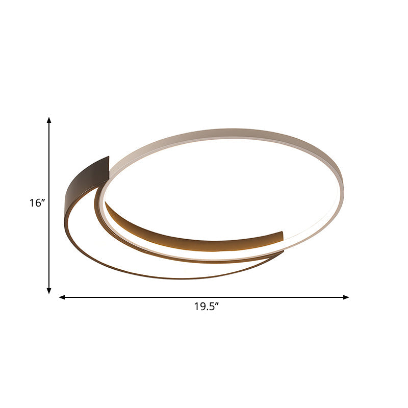 Modern Black and White Metal Shade Ceiling Flush Light - Warm/White LED, 19.5"/27" Wide