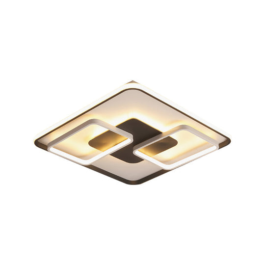 Modern Black and White Geometric LED Flushmount Living Room Light - Warm/White, Multiple Sizes