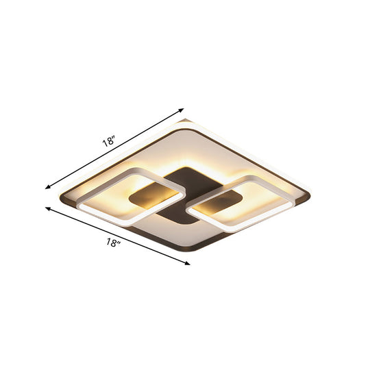 Modern Black and White Geometric LED Flushmount Living Room Light - Warm/White, Multiple Sizes