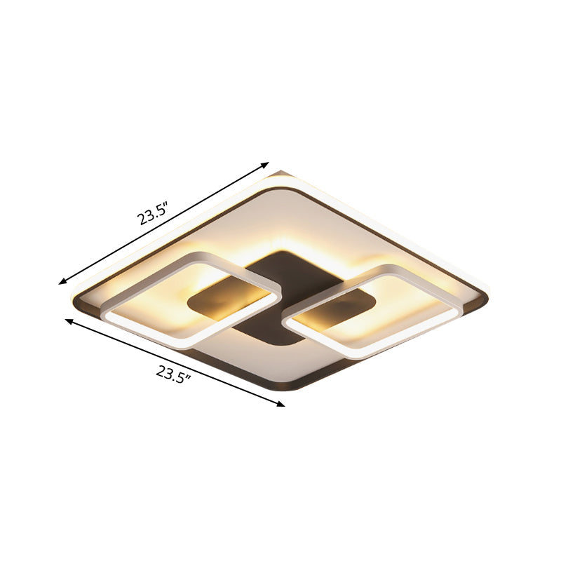 Modern Black and White Geometric LED Flushmount Living Room Light - Warm/White, Multiple Sizes