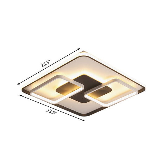 Modern Black and White Geometric LED Flushmount Living Room Light - Warm/White, Multiple Sizes