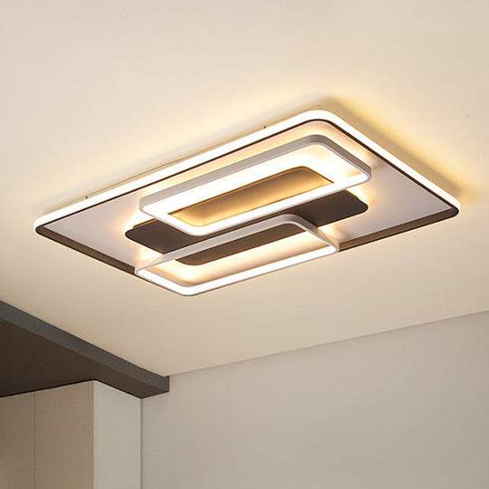 Modern Black and White Geometric LED Flushmount Living Room Light - Warm/White, Multiple Sizes