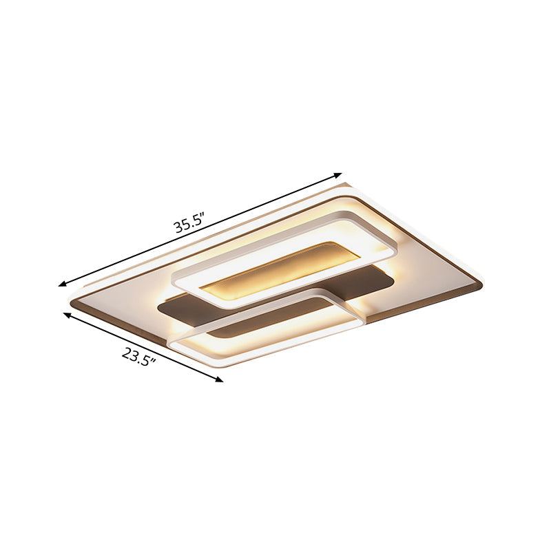 Modern Black and White Geometric LED Flushmount Living Room Light - Warm/White, Multiple Sizes