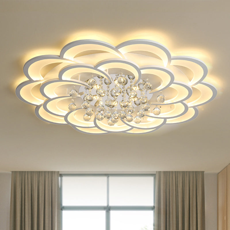 Modern Floral Iron Flush Mount LED Ceiling Light in Warm/White Light - 20.5"/27"/31.5" W, White Fixture