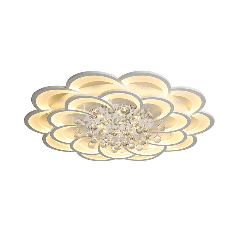 Modern Floral Iron Flush Mount LED Ceiling Light in Warm/White Light - 20.5"/27"/31.5" W, White Fixture