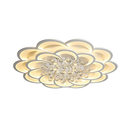 Modern Floral Iron Flush Mount LED Ceiling Light in Warm/White Light - 20.5"/27"/31.5" W, White Fixture