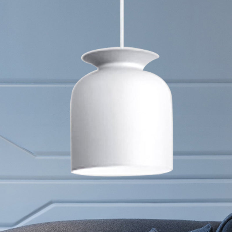 Modern Monochrome Bowl Pendant Lamp For Hotel Restaurants - Metal One-Light Suspension White / 7
