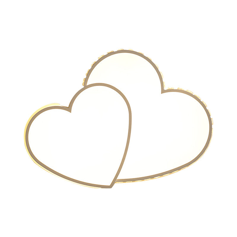 Heart Shaped Crystal LED Ceiling Flush Light Fixture - 20.5"/24.5" Wide - Warm/White Light - White Flush Mount